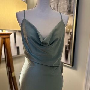 Elegant Cowl Neck Mint Green Women's Dress